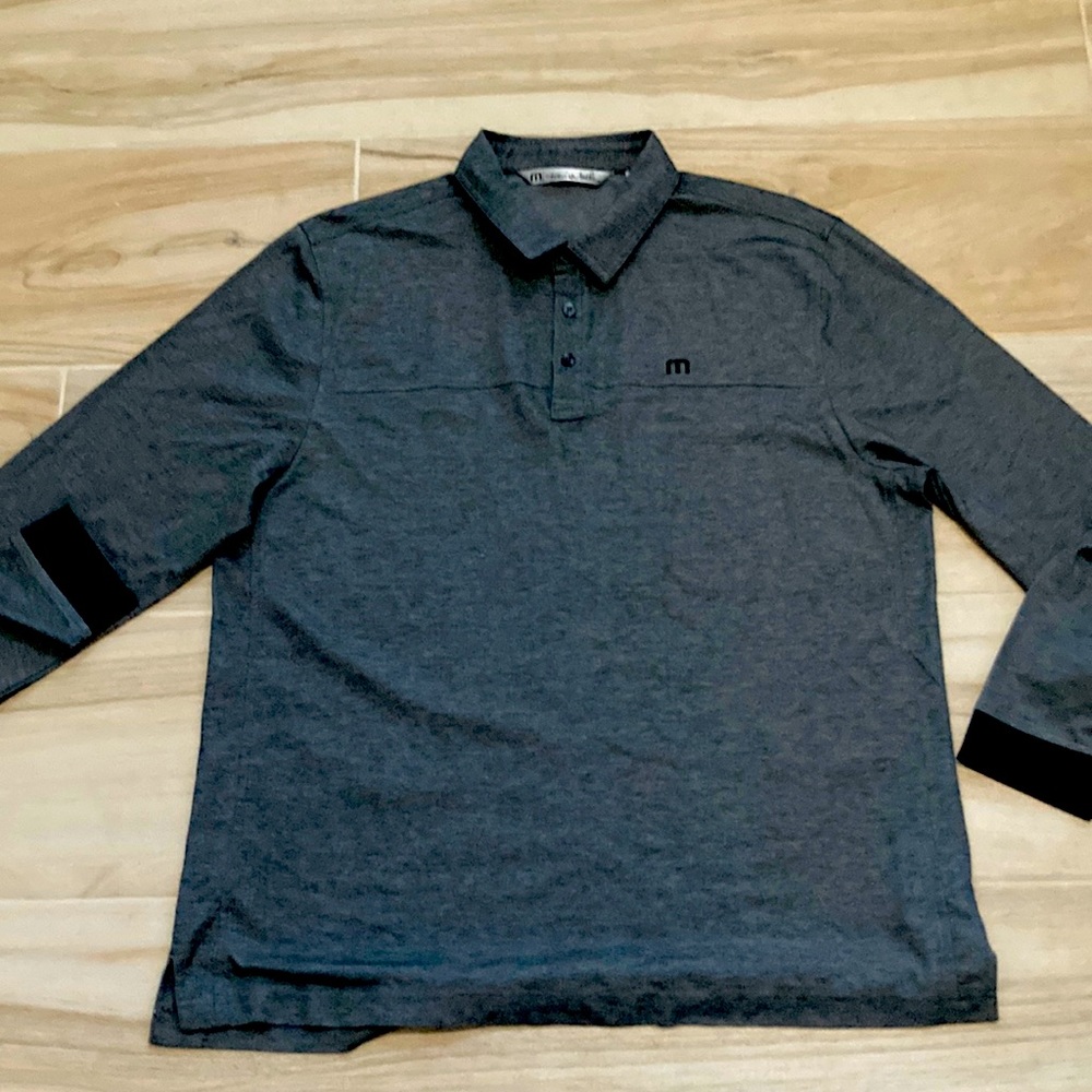 Travis Mathew Dark Gray Long Sleeve Polo XL